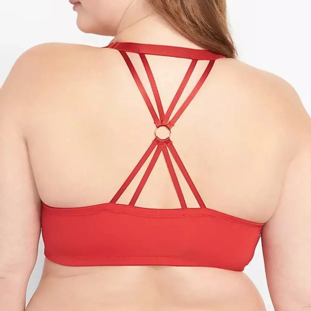 Cacique Front-Close Metallic Lace Boost Plunge Bra